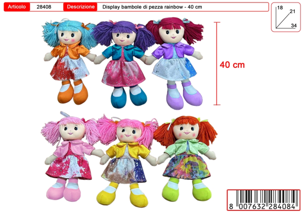 BAMBOLA PEZZA 40 CM PACIOCCHINE RAINBOW